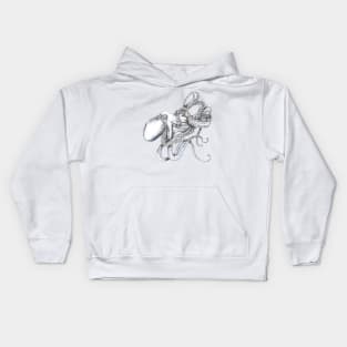 Octopus on blue Kids Hoodie